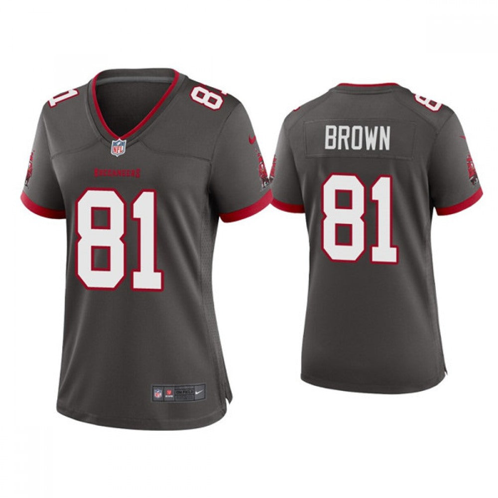 Women's Tampa Bay Buccaneers #81 Antonio Brown Grey 2021 Limited Stitched Jersey(Run Small) 