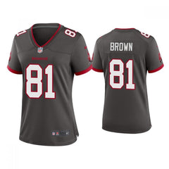 Women's Tampa Bay Buccaneers #81 Antonio Brown Grey 2021 Limited Stitched Jersey(Run Small) 