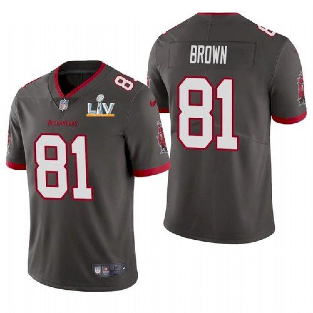 Men's Tampa Bay Buccaneers #81 Antonio Brown Grey 2021 Super Bowl LV Limited Stitched Jersey 