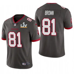 Men's Tampa Bay Buccaneers #81 Antonio Brown Grey 2021 Super Bowl LV Limited Stitched Jersey 