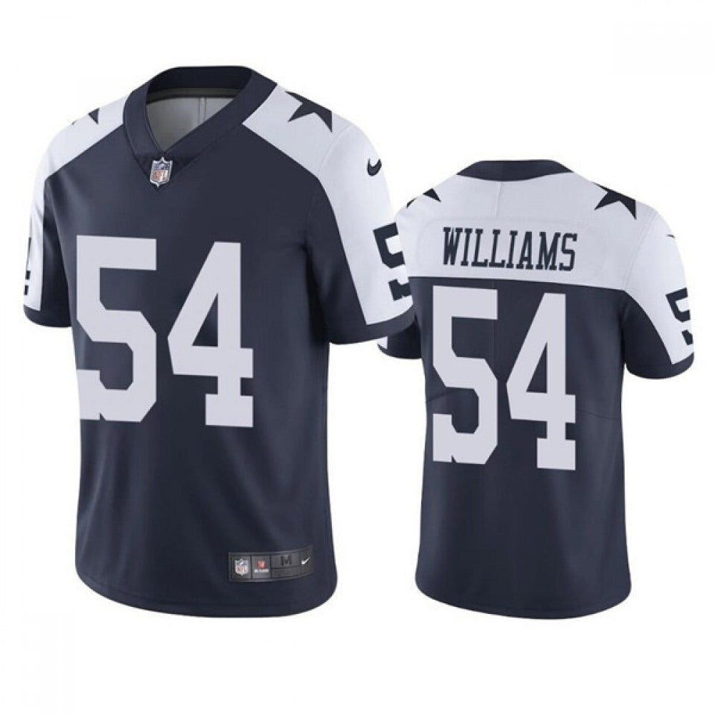 Men's Dallas Cowboys #54 Sam Williams White/Navy Thanksgiving Vapor Limited Stitched Jersey 