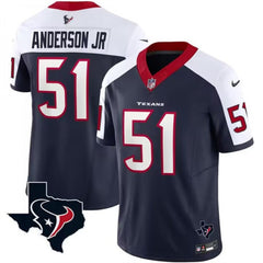 Men's Houston Texans #51 Will Anderson Jr. White/Navy 2023 F.U.S.E. Vapor Untouchable Limited Stitched Football Jersey 