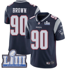 Men's New England Patriots #90 Malcom Brown Navy Blue Super Bowl LIII Vapor Untouchable Limited Stitched NFL Jersey 