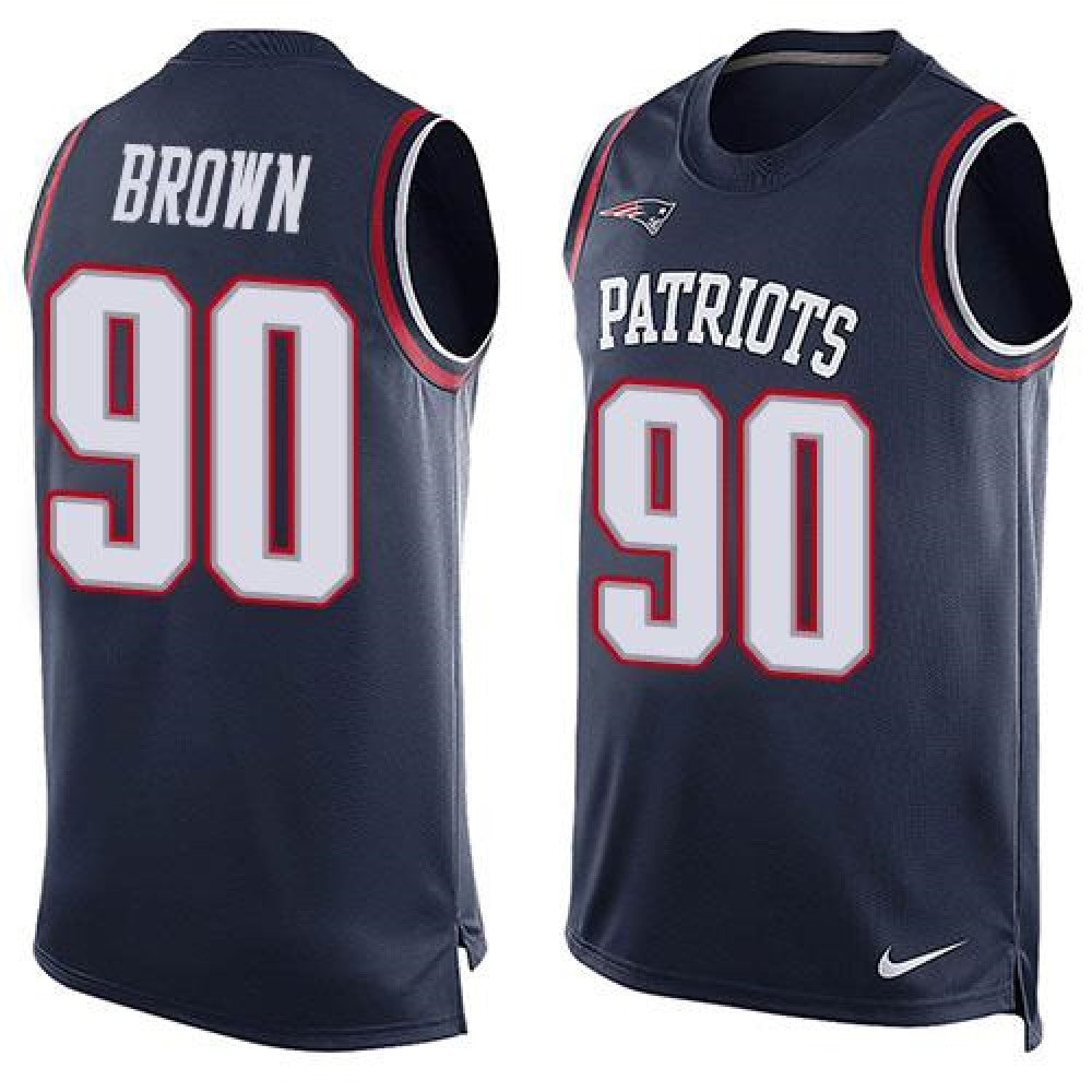 Patriots #90 Malcom Brown Navy Blue Team Color Men's Stitched NFL Limited Tank Top Jersey 