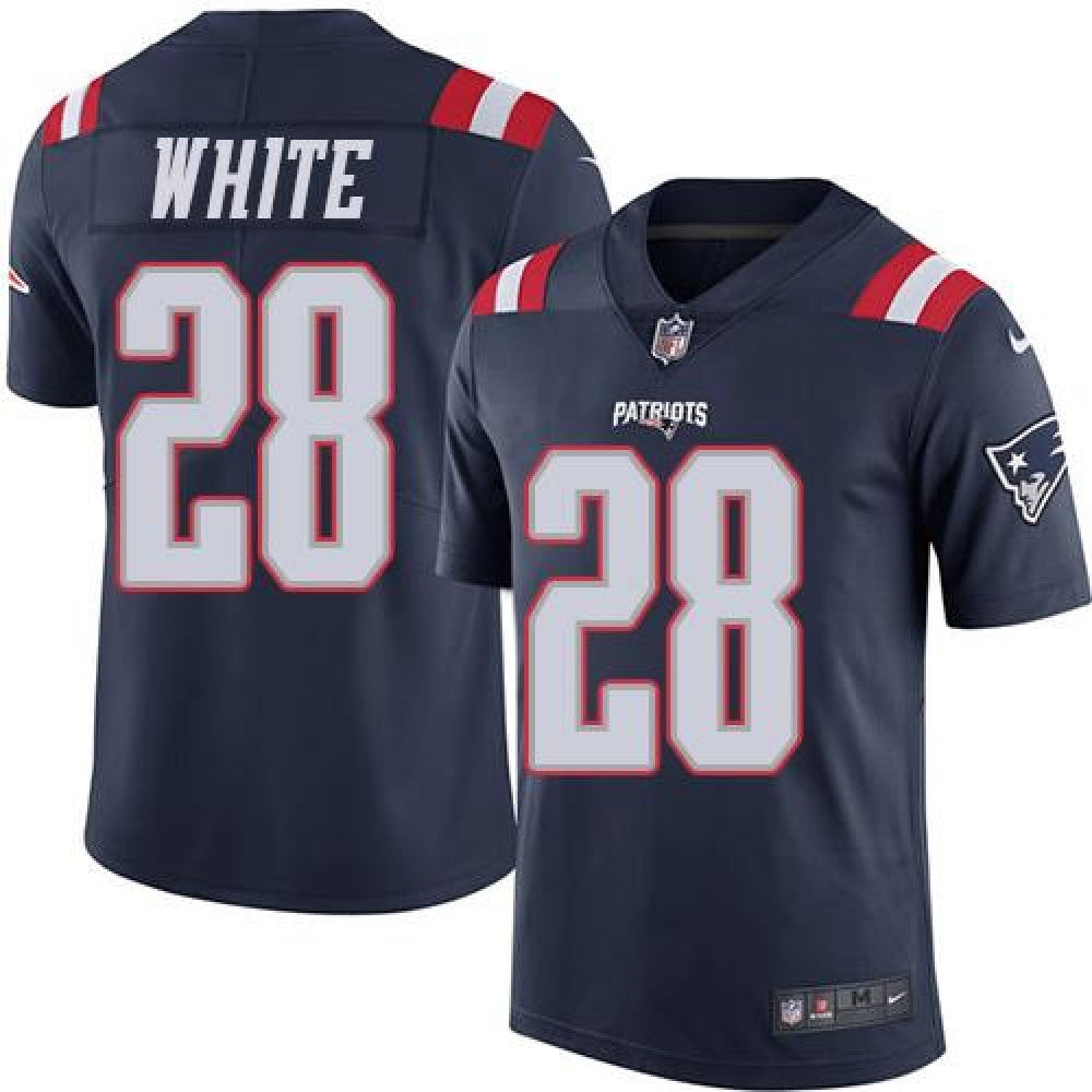 Patriots #28 James White Navy Blue Men's Stitched NFL Limited Rush Jersey 