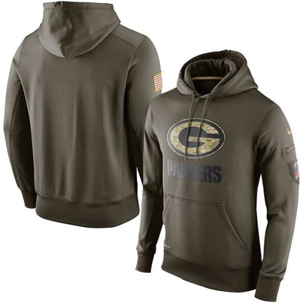 Men's Green Bay Packers Olive Salute To Service KO Performance Hoodie 