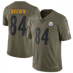 Youth Pittsburgh Steelers #84 Antonio Brown Olive Salute To Service Limited Stitched NFL Jersey 
