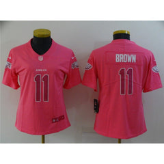 Women's Philadelphia Eagles #11 A. J. Brown Pink Stitched Football Jersey(Run Small) 