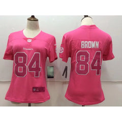 Women's Pittsburgh Steelers #84 Antonio Brown Pink Stitched NFL Limited Rush Fashion Jersey 