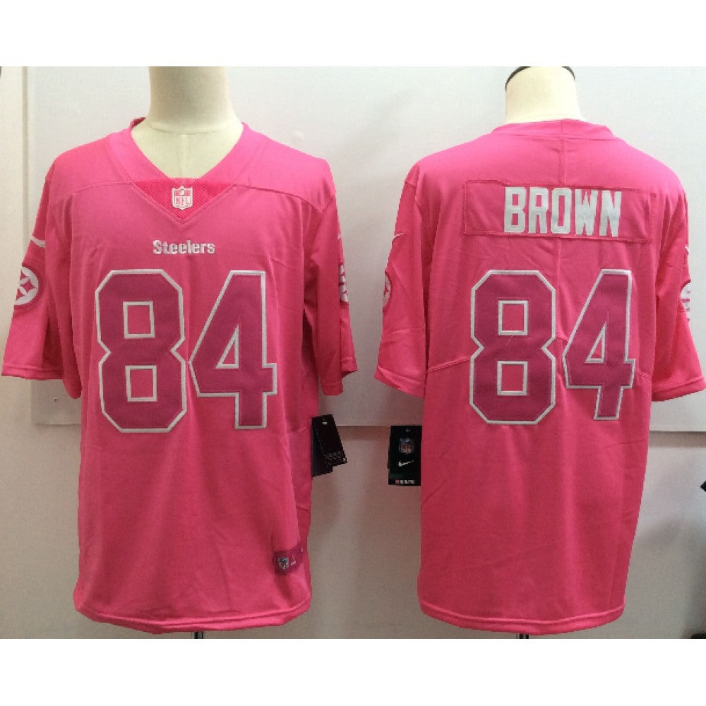 Men's Steelers #84 Antonio Brown Pink Limited Rush Stitched NFL Jersey 