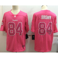 Men's Steelers #84 Antonio Brown Pink Limited Rush Stitched NFL Jersey 