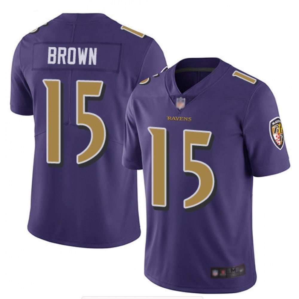 Men's Baltimore Ravens #15 Marquise Brown Purple Color Rush Limited NFL Jersey 