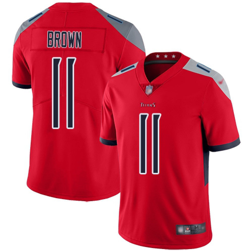 Men's Tennessee Titans #11 A.J. Brown Red Stitched Inverted Legend Jersey 