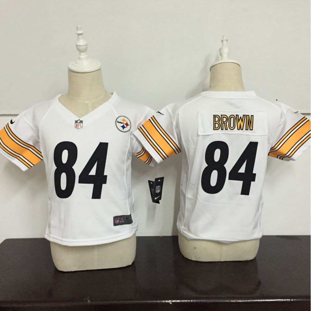Toddler Pittsburgh Steelers #84 Antonio Brown White Stitched NFL Jersey 