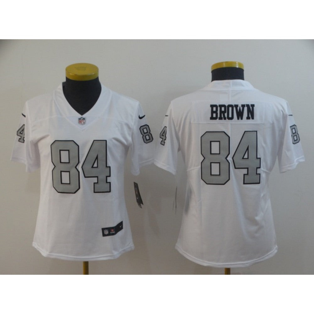 Women's Oakland Raiders #84 Antonio Brown White Limited Rush Stitched NFL Jersey(Run Small) 