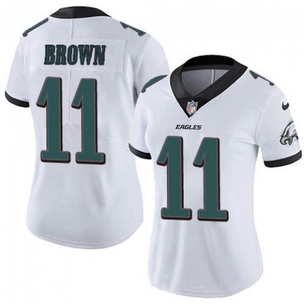 Women's Philadelphia Eagles #11 A. J. Brown White Vapor Stitched Football Jersey(Run Small) 