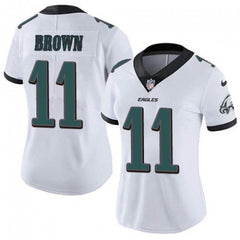 Women's Philadelphia Eagles #11 A. J. Brown White Vapor Stitched Football Jersey(Run Small) 