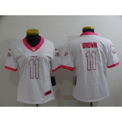 Women's Philadelphia Eagles #11 A. J. Brown Pink White Stitched Football Jersey(Run Small) 