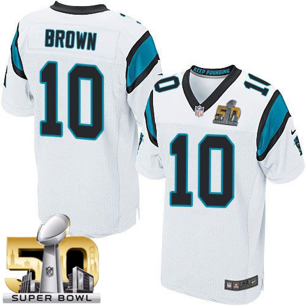 Panthers #10 Corey Brown White Super Bowl 50 Men's Stitched NFL Elite Jersey 