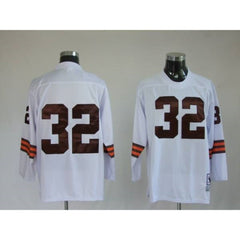 Mitchell & Ness Browns #32 Jim Brown White Stitched Throwback NFL Jersey 