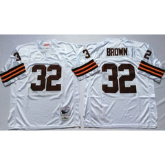 Mitchell And Ness 1963 Browns #32 Jim Brown White Throwback Stitched NFL Jersey 