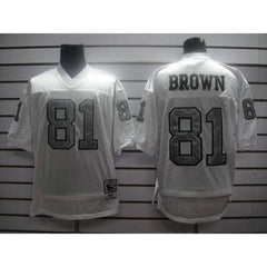 Mitchell and Ness Raiders #81 T.Brown White Silver No. Stitched NFL Jersey 