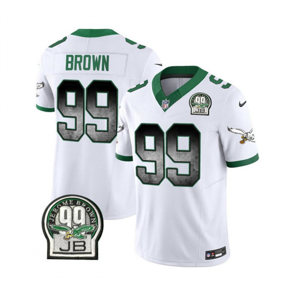 Men's Philadelphia Eagles #99 Jerome Brown White 2023 F.U.S.E. Throwback Vapor Untouchable Limited Stitched Football Jersey 