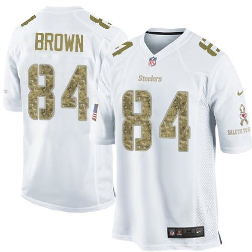 Steelers #84 Antonio Brown White Men's Stitched NFL Limited Salute to Service Jersey 