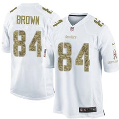 Steelers #84 Antonio Brown White Men's Stitched NFL Limited Salute to Service Jersey 