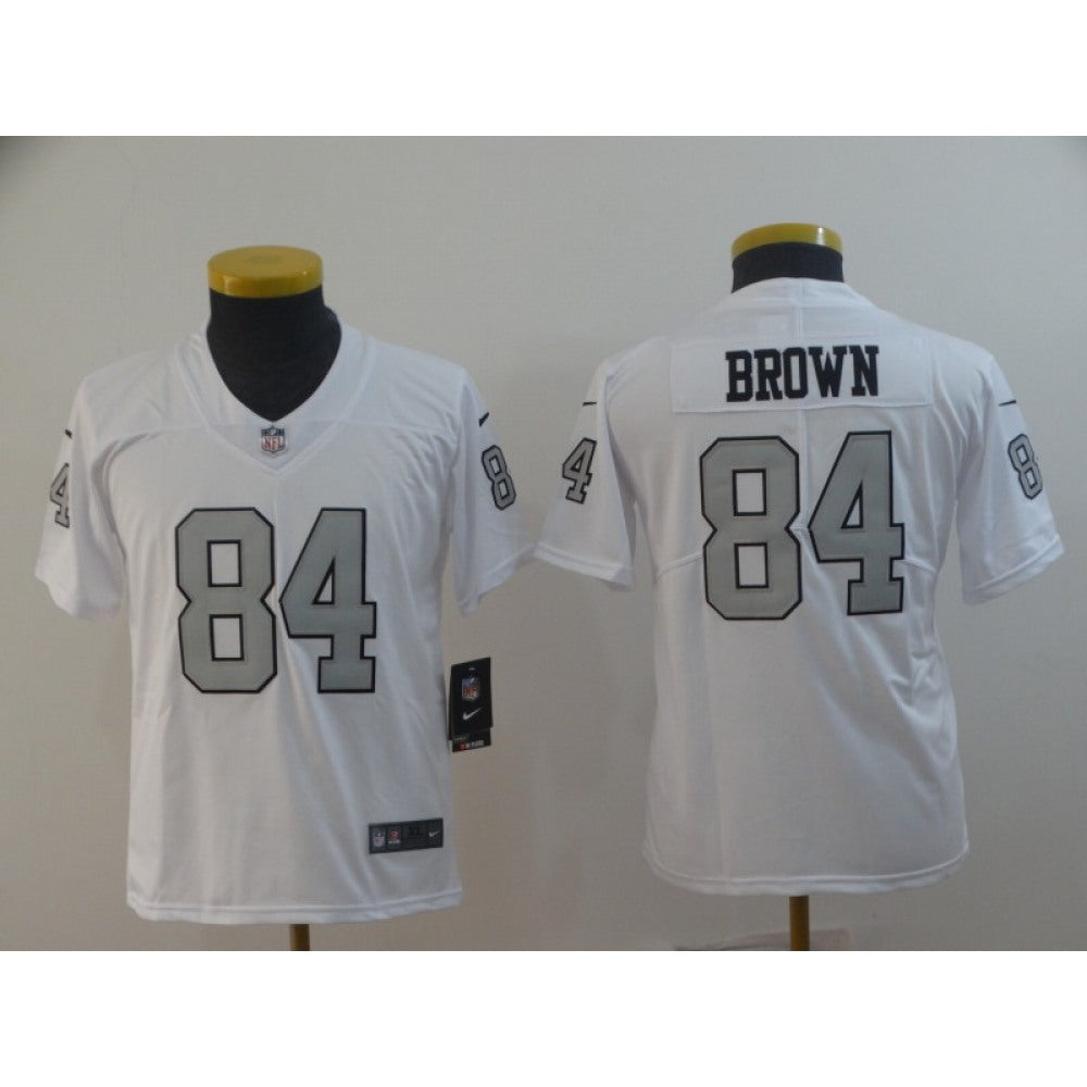 Youth Oakland Raiders #84 Antonio Brown White Limited Rush Stitched NFL Jersey 