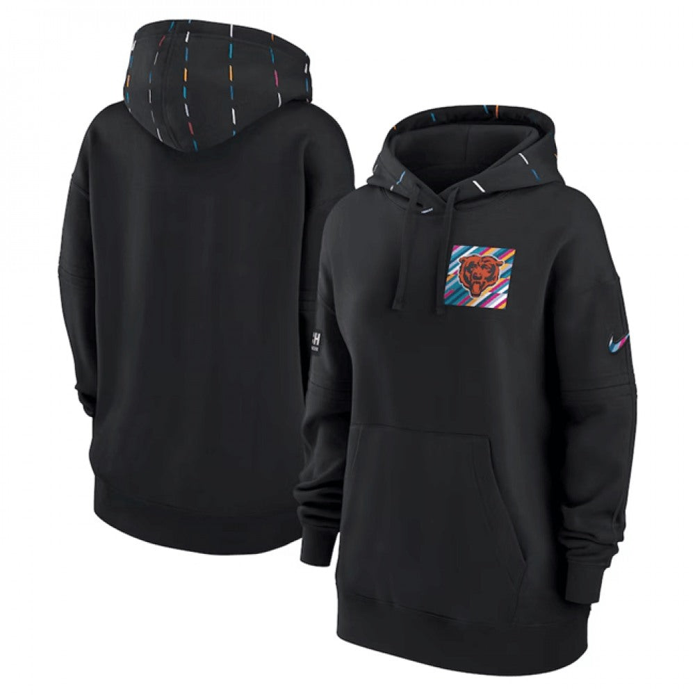 Women's Chicago Bears Black 2023 Crucial Catch Club Pullover Hoodie(Run Small) 