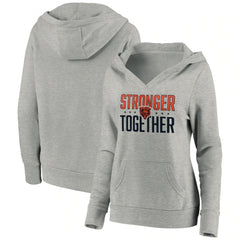 Women's Chicago Bears Heather Gray Stronger Together Crossover Neck Pullover Hoodie(Run Small) 