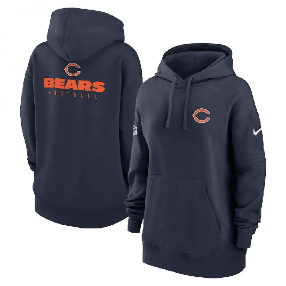Women's Chicago Bears Navy Sideline Club Fleece Pullover Hoodie(Run Small) 