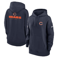 Women's Chicago Bears Navy Sideline Club Fleece Pullover Hoodie(Run Small) 