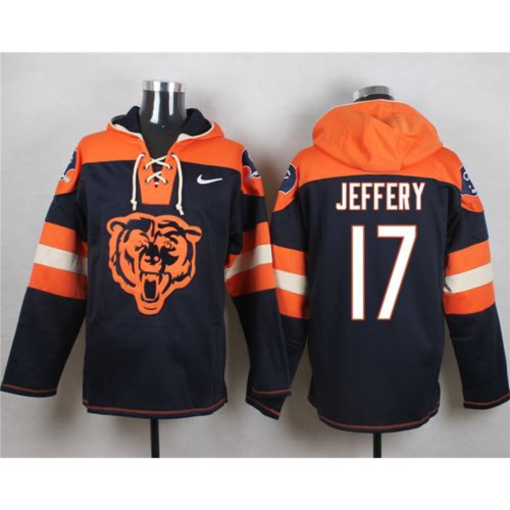 Bears #17 Alshon Jeffery Navy Blue Player Pullover NFL Hoodie 