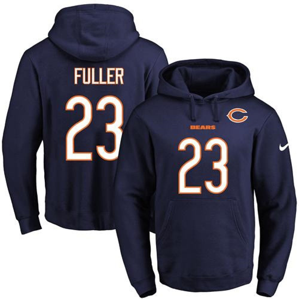 Bears #23 Kyle Fuller Navy Blue Name & Number Pullover NFL Hoodie 
