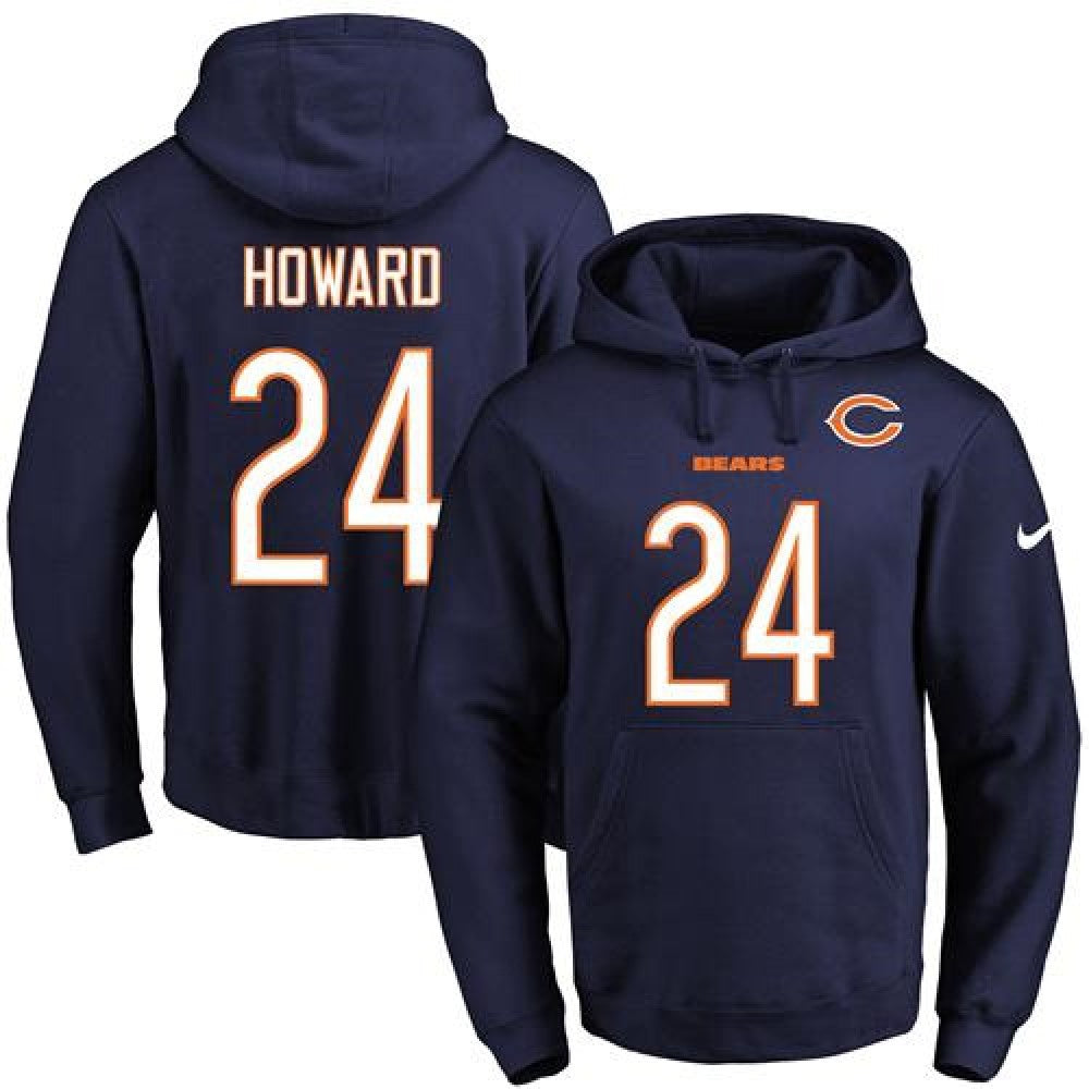 Bears #24 Jordan Howard Navy Blue Name & Number Pullover NFL Hoodie 