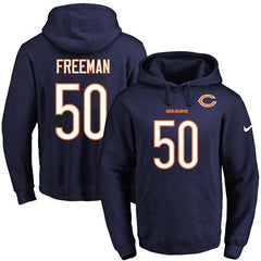 Bears #50 Jerrell Freeman Navy Blue Name & Number Pullover NFL Hoodie 