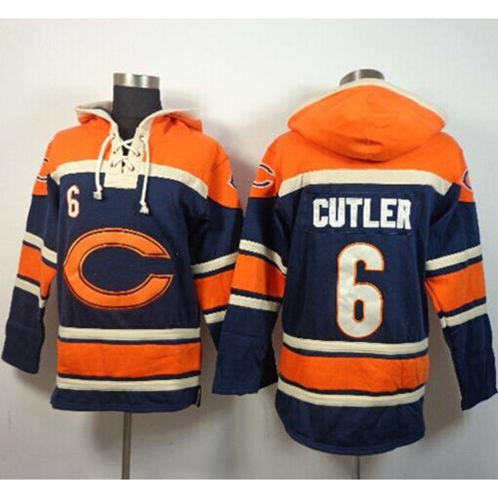 Bears #6 Jay Cutler Navy Blue Sawyer Hoodie Sweatshirt NFL Hoodie 