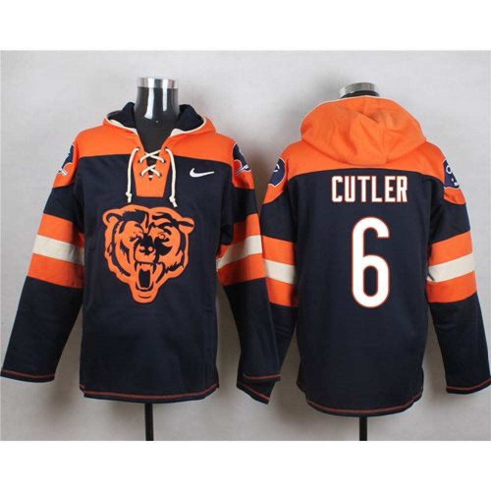 Bears #6 Jay Cutler Navy Blue Player Pullover NFL Hoodie 