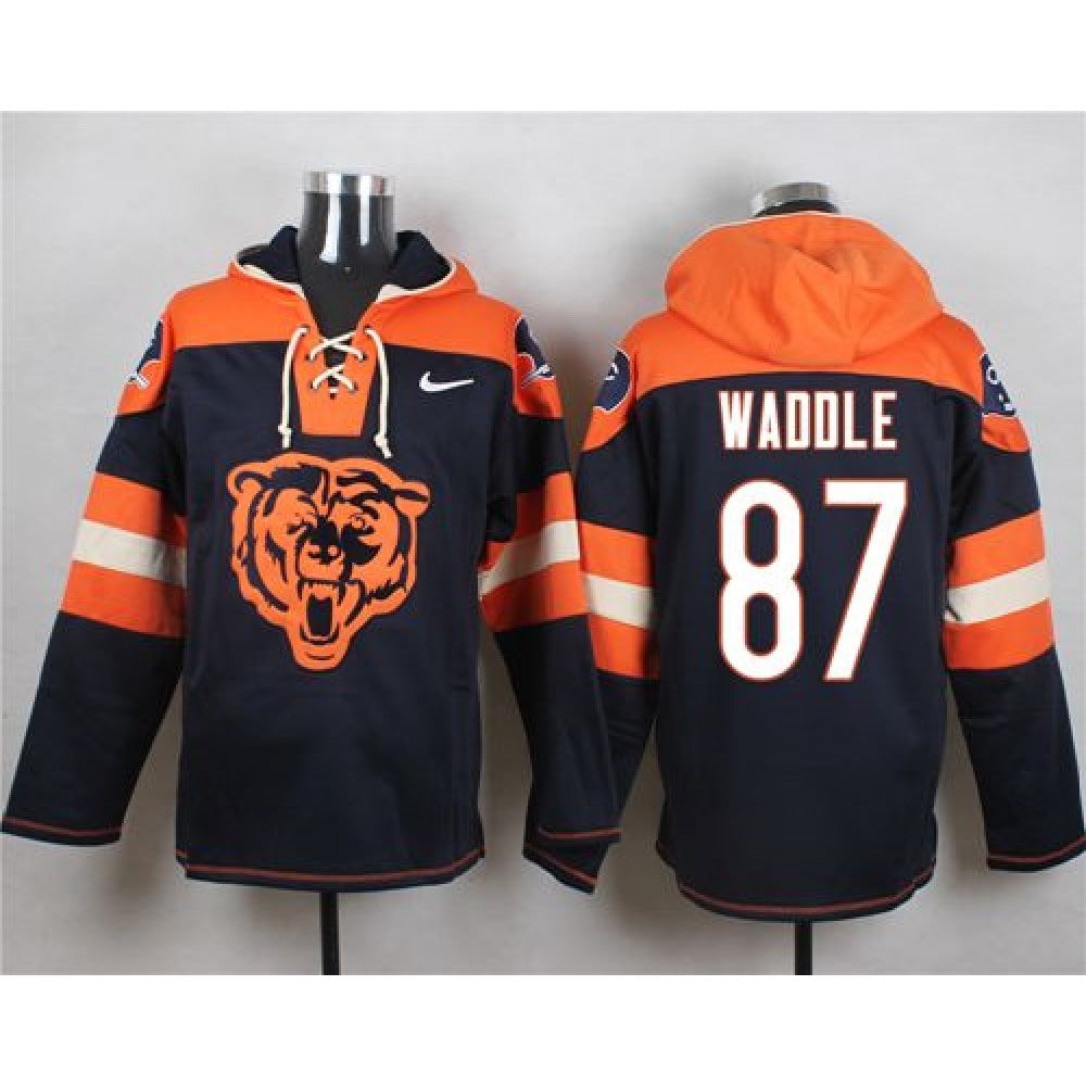 Bears #87 Tom Waddle Navy Blue Player Pullover NFL Hoodie 