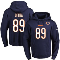 Bears #89 Mike Ditka Navy Blue Name & Number Pullover NFL Hoodie 