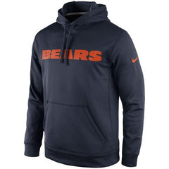 Chicago Bears KO Wordmark Performance Hoodie Navy Blue 
