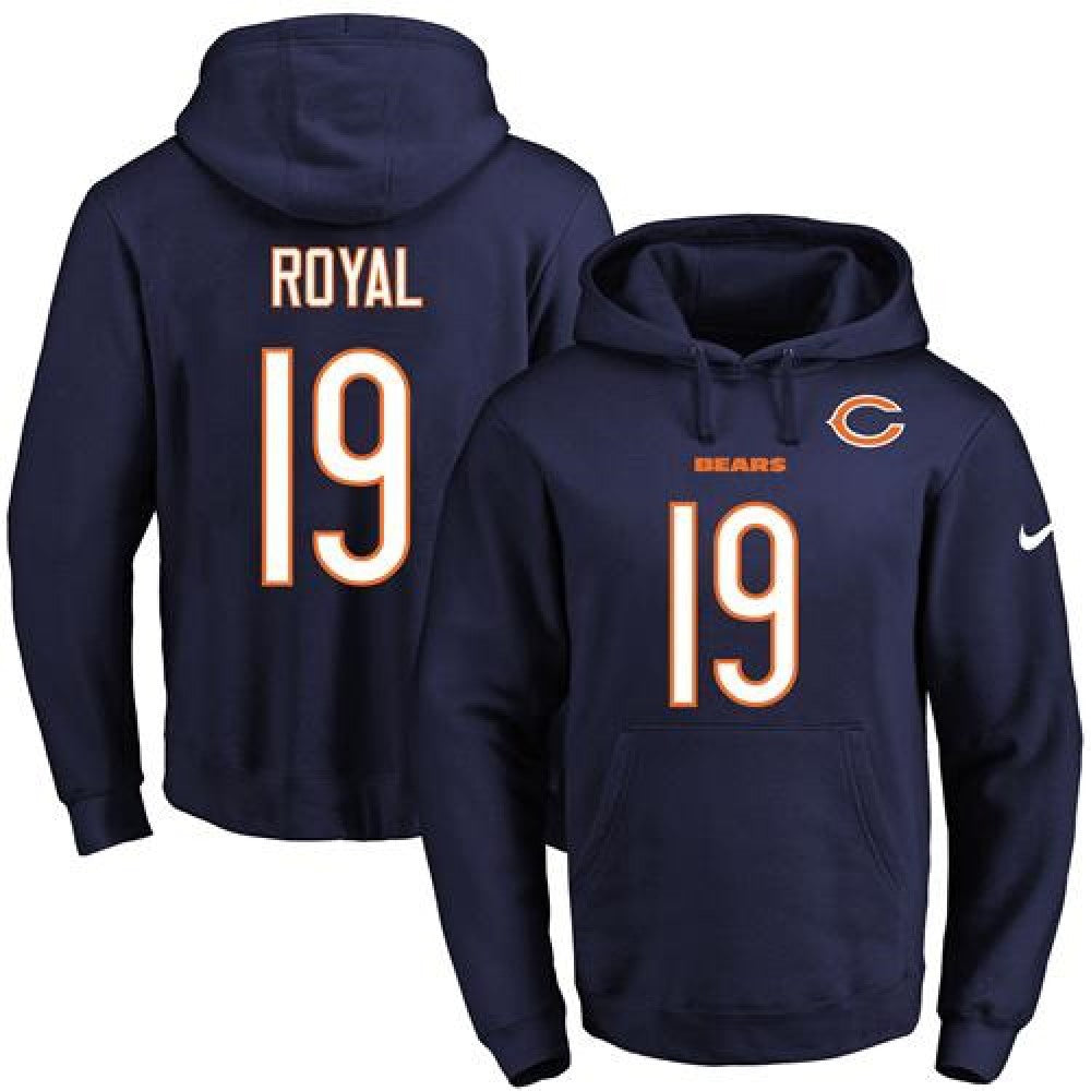 Bears #19 Eddie Royal Navy Blue Name & Number Pullover NFL Hoodie 