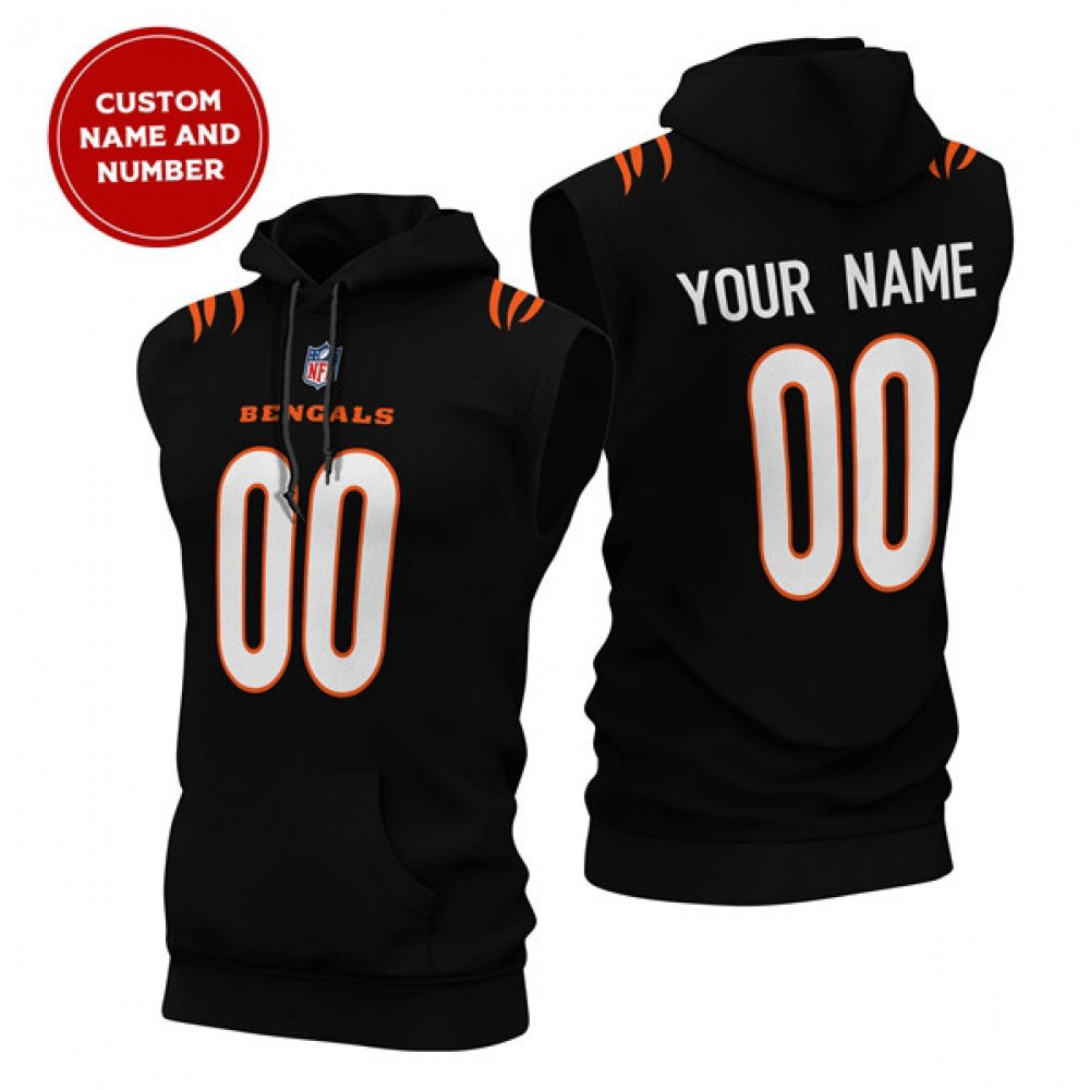 Men's Cincinnati Bengals Customized Black Limited Edition Sleeveless Hoodie 