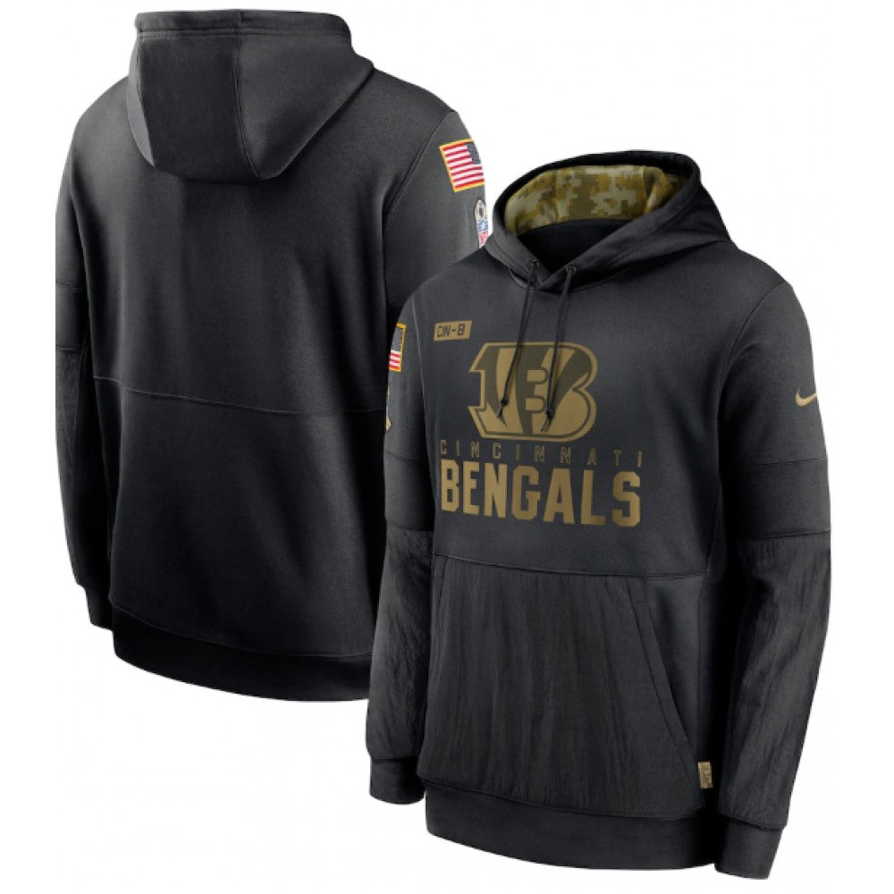 Men's Cincinnati Bengals 2020 Black Salute to Service Sideline Performance Pullover Hoodie 