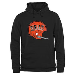 Men's Cincinnati Bengals Pro Line Black Throwback Logo Pullover Hoodie 