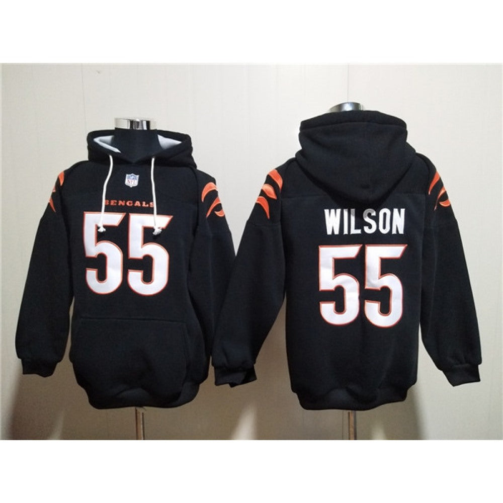 Men's Cincinnati Bengals #55 Logan Wilson Black Pullover Hoodie 