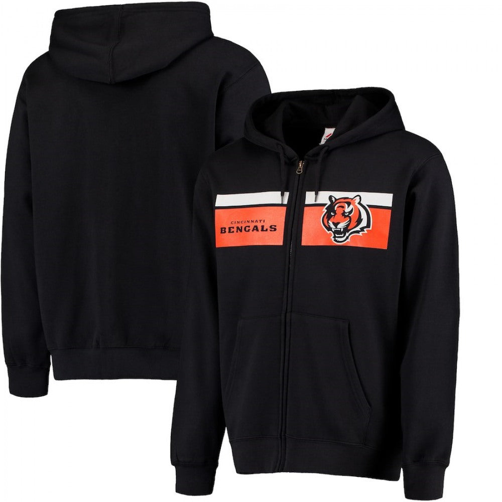 Men's Cincinnati Bengals Black Majestic Touchback Full-Zip NFL Hoodie 