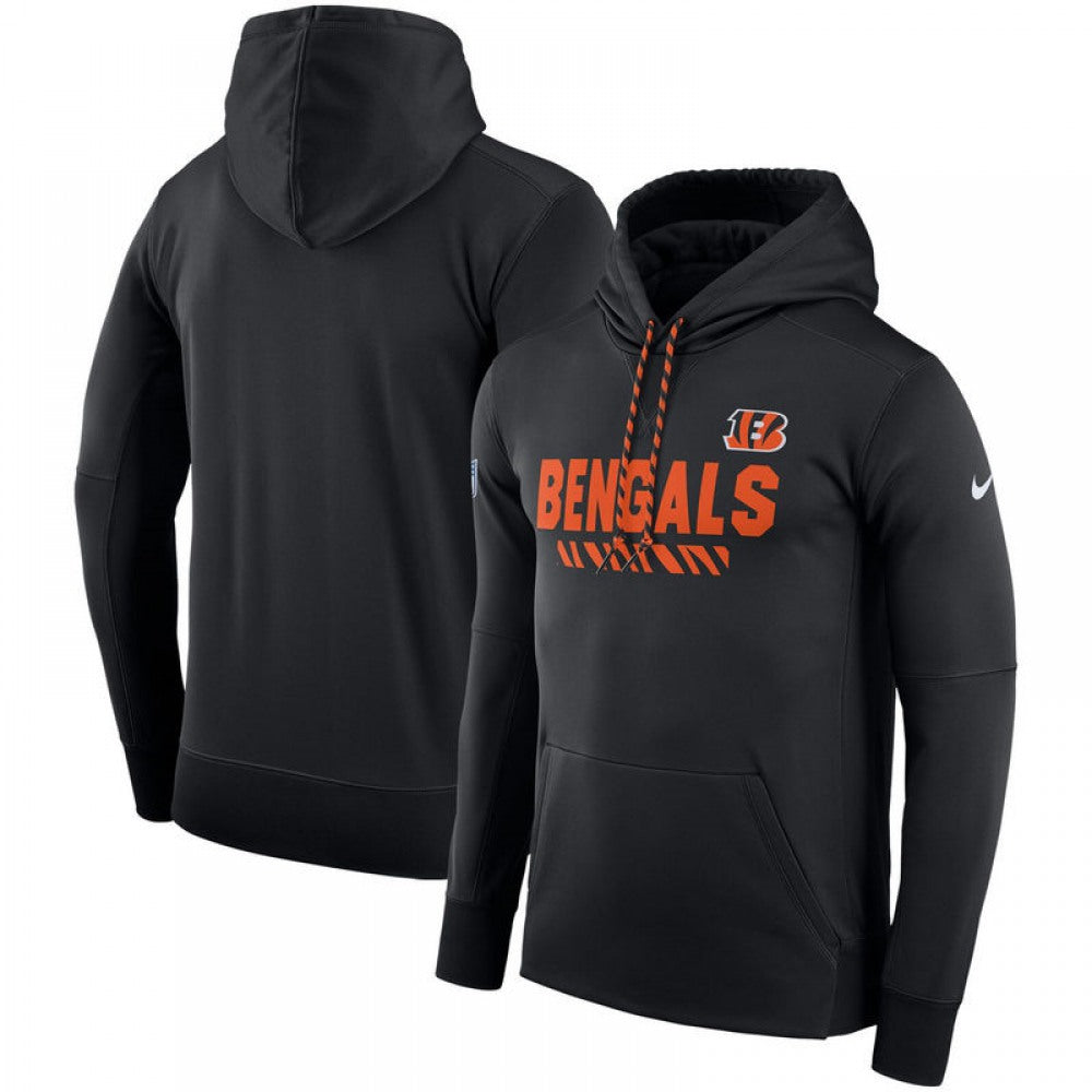 Men's Cincinnati Bengals Black Sideline Team Name Performance Pullover Hoodie 